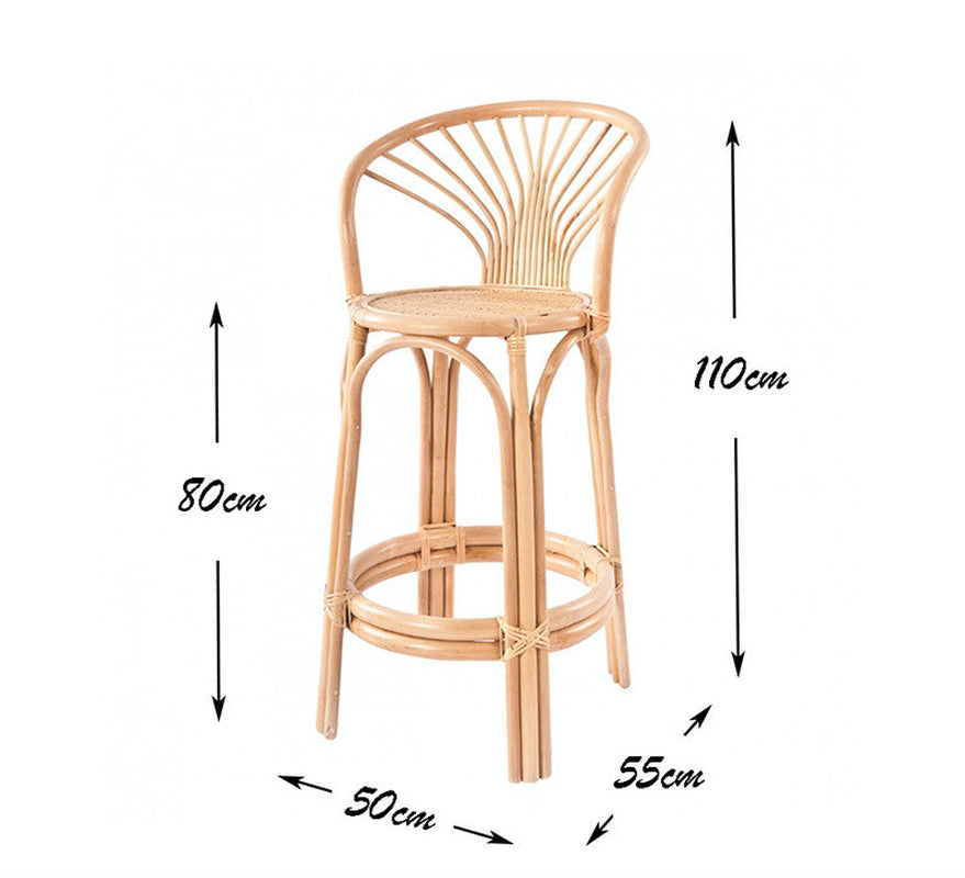 Vintage Bar Chair Cafe Restaurant Rattan